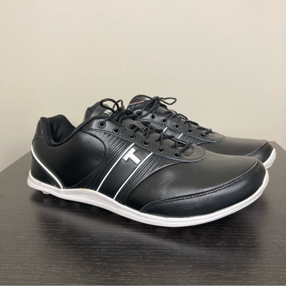 TRUE Linkswear True Motion Leather‎ Spikeless Golf Shoes in Black - Mens Size 9